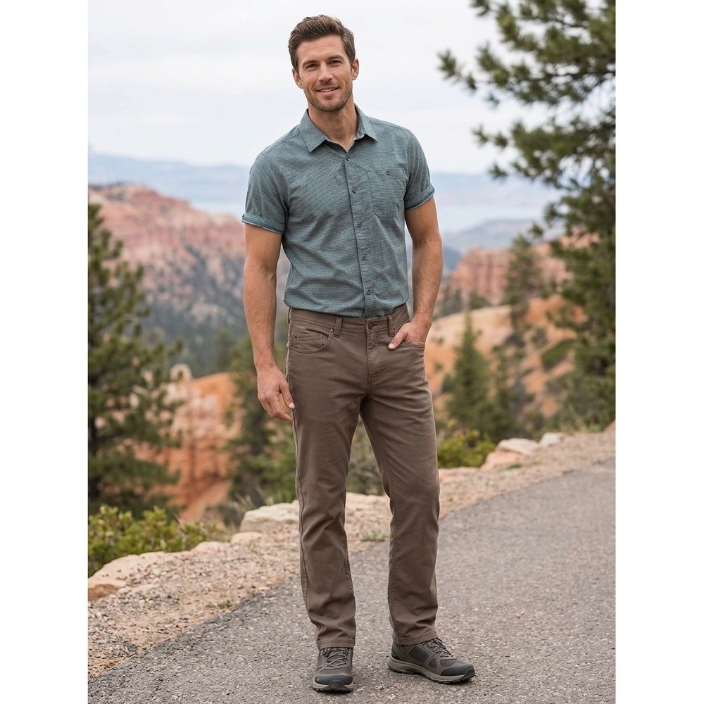 Prana Brion Slim Fit Pants Mens 36x30 Brown Nylon Stretch Hiking M4BN30312